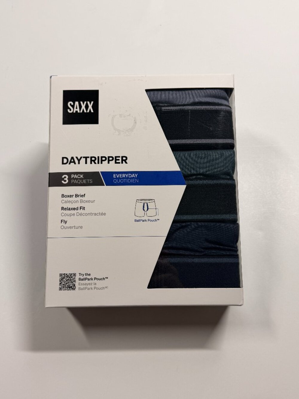 NWT - Saxx Daytripper Boxer Brief - Large - 3 Pack - Blue Gray Shades - as shown